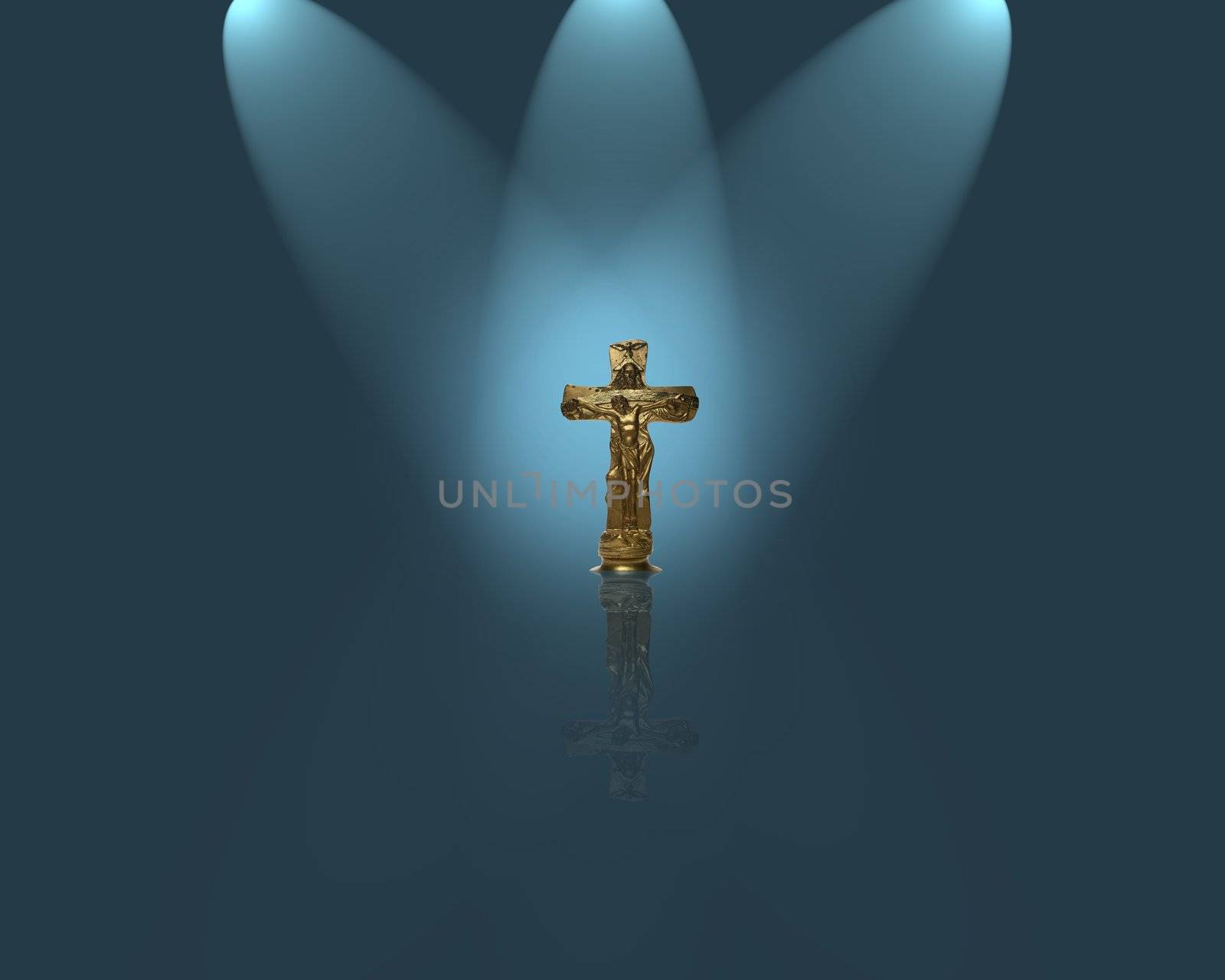 Crucifix with spotlight by sacatani