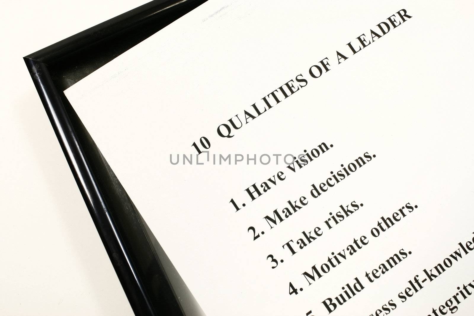 Leadership Qualities on White Background being frame
