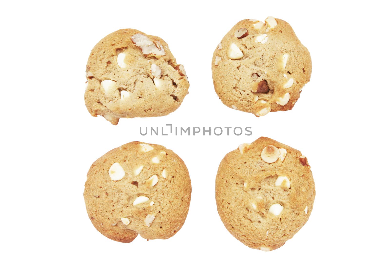 Four Cookie Biscuits With White Chocolate And Nuts by thorsten