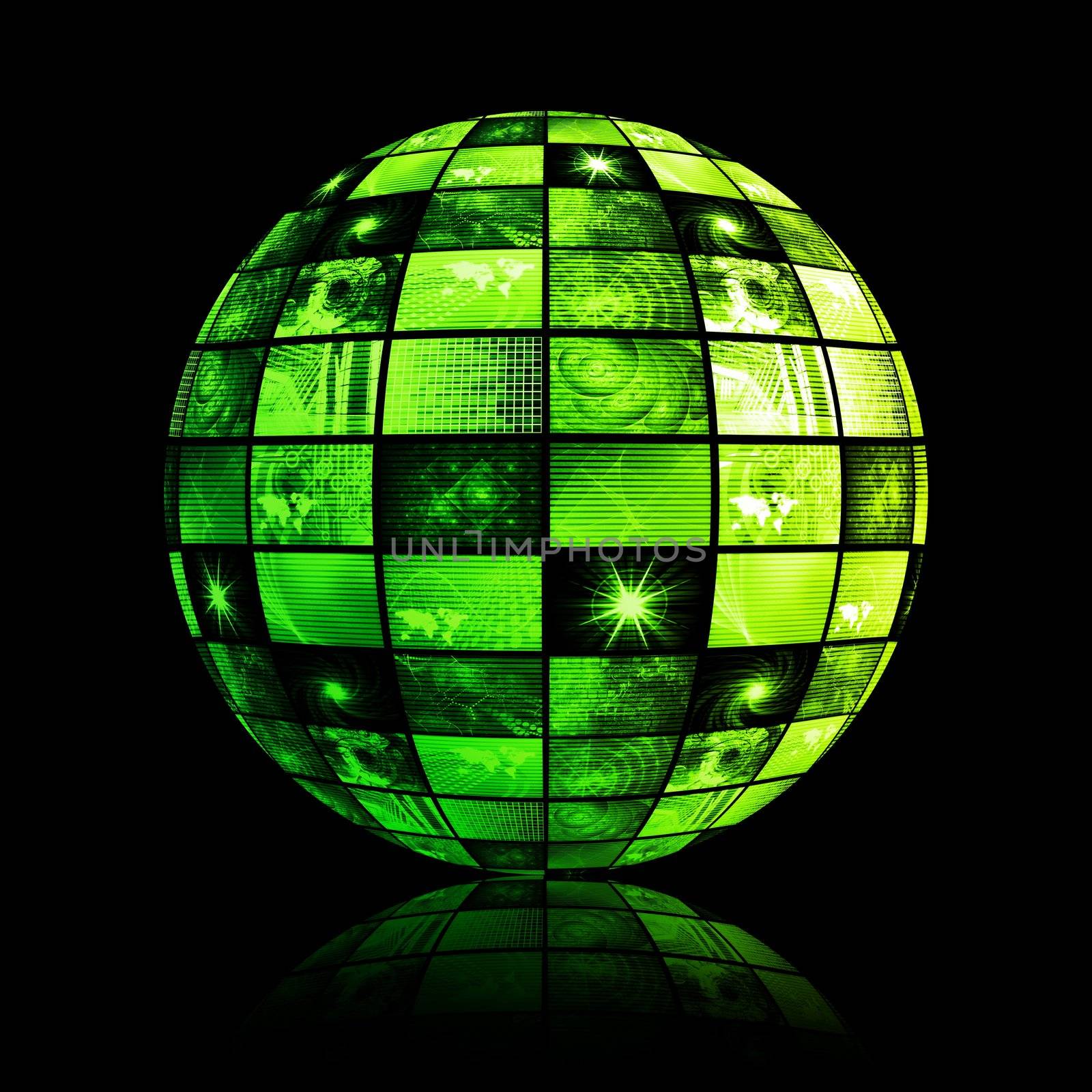 Green Futuristic Digital TV Channels as Background