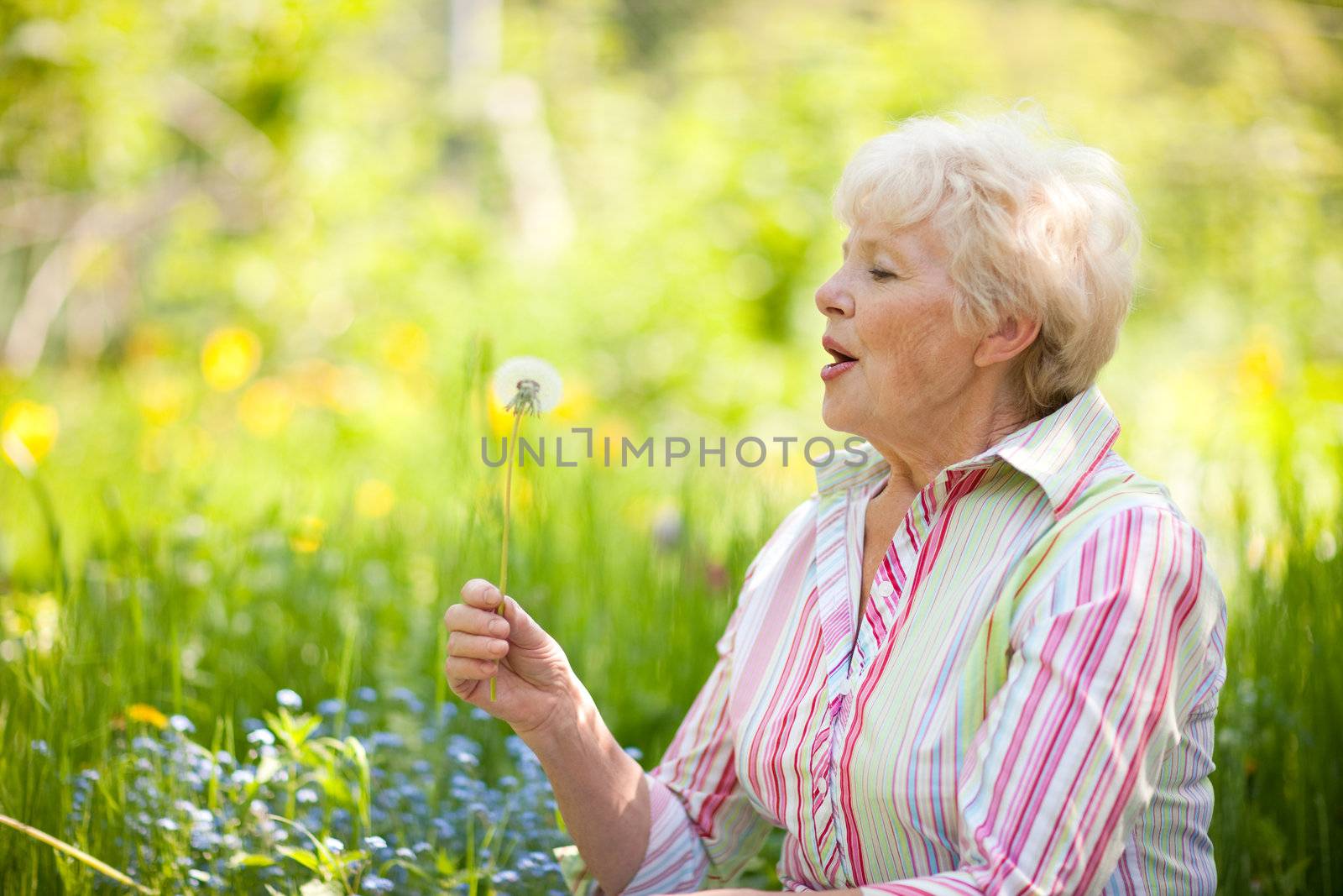 Senior woman with dandelion by Gravicapa