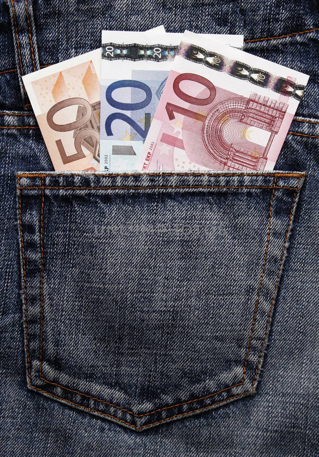 Euro Pocket Money In Blue Jeans by thorsten