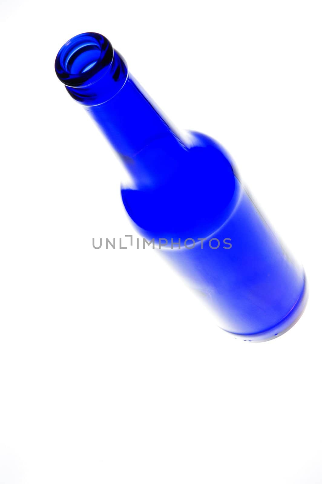 Blue bottle on white background