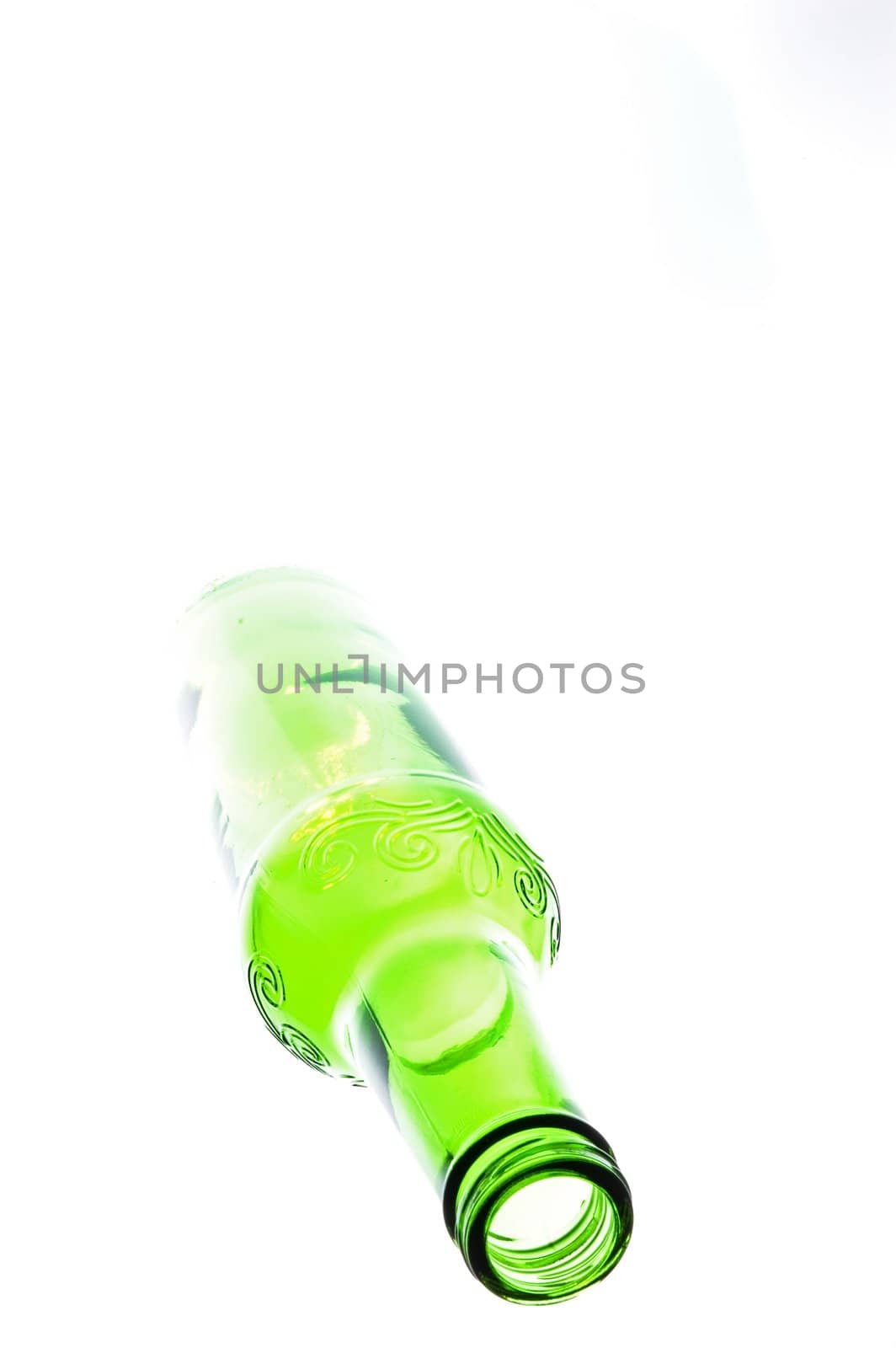 Green bottle on white background