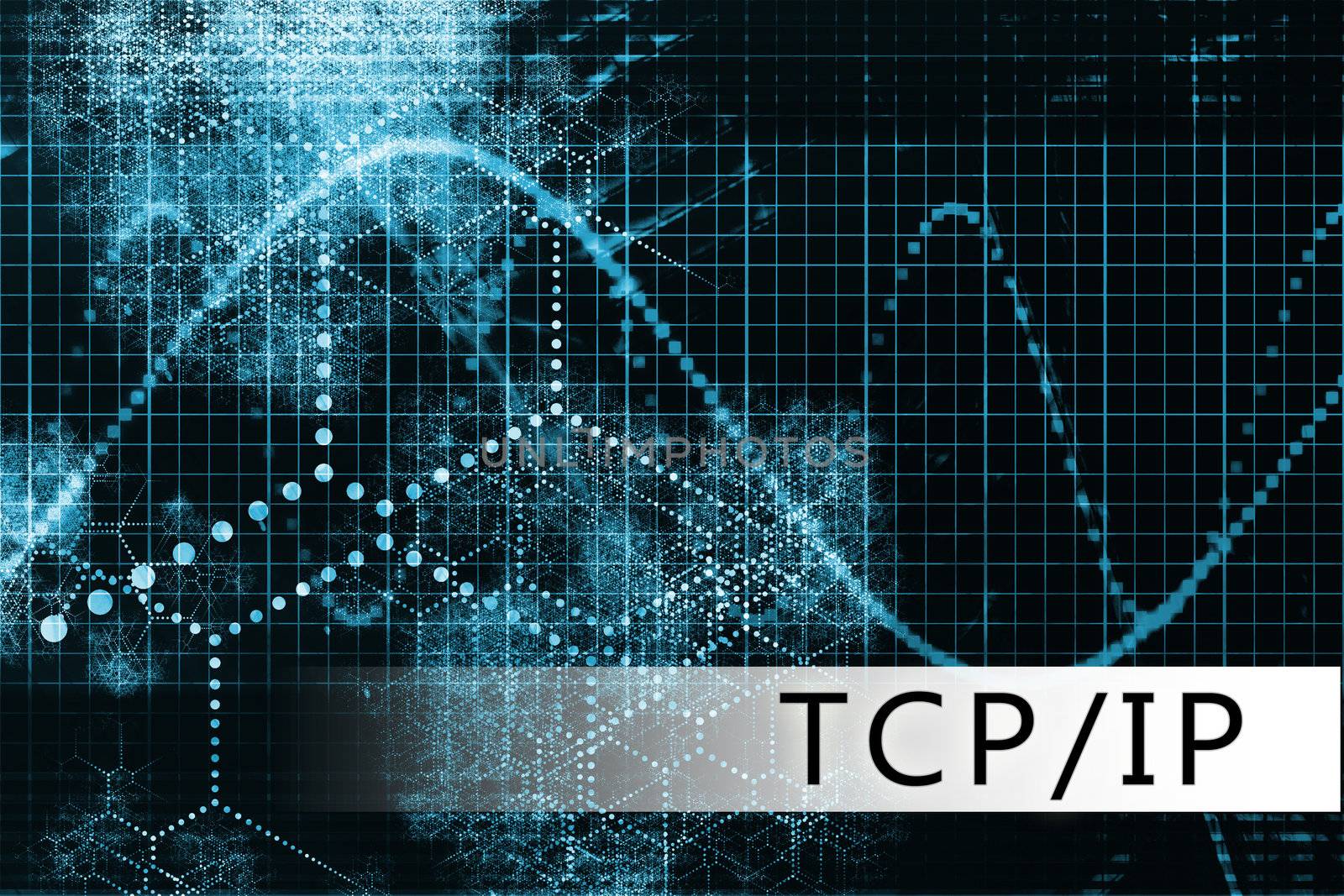 TCP/IP in a Blue Data Background Illustration