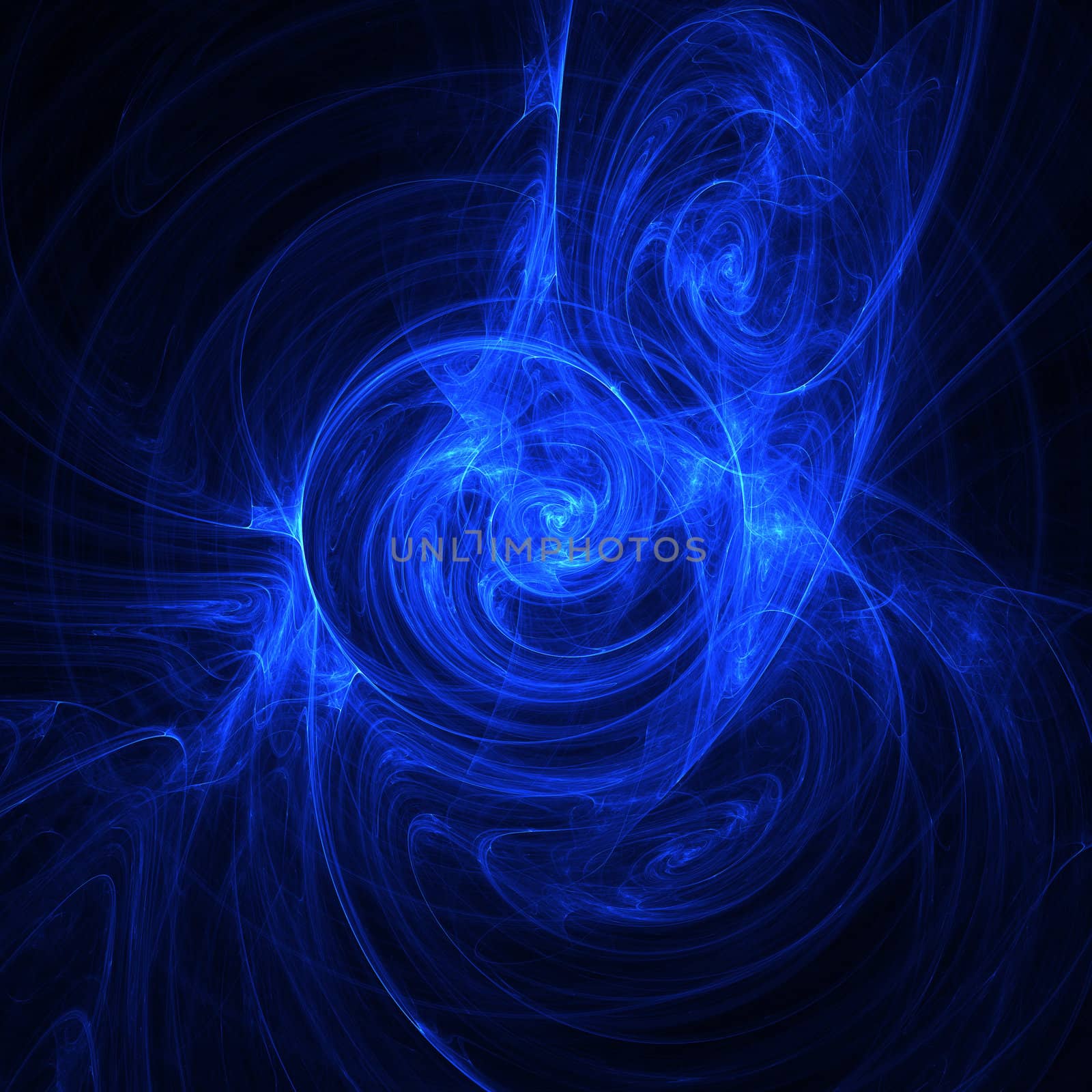 A blue fractal on a black background