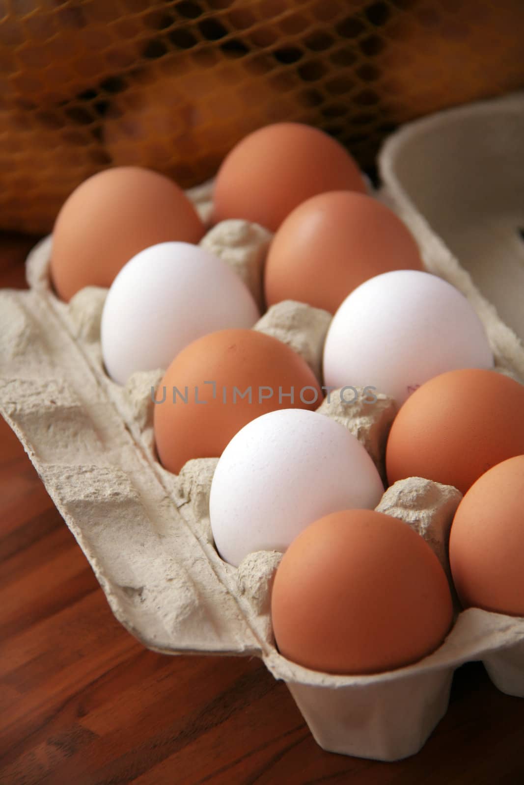 any different colored eggs in a paper carton