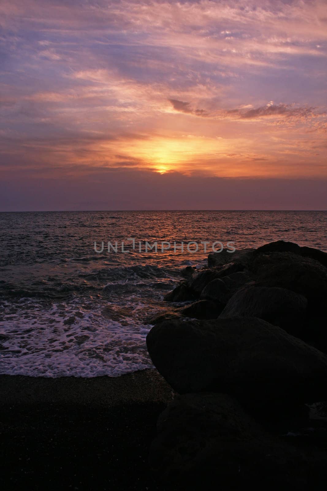 sunrise on the beach by vospalej