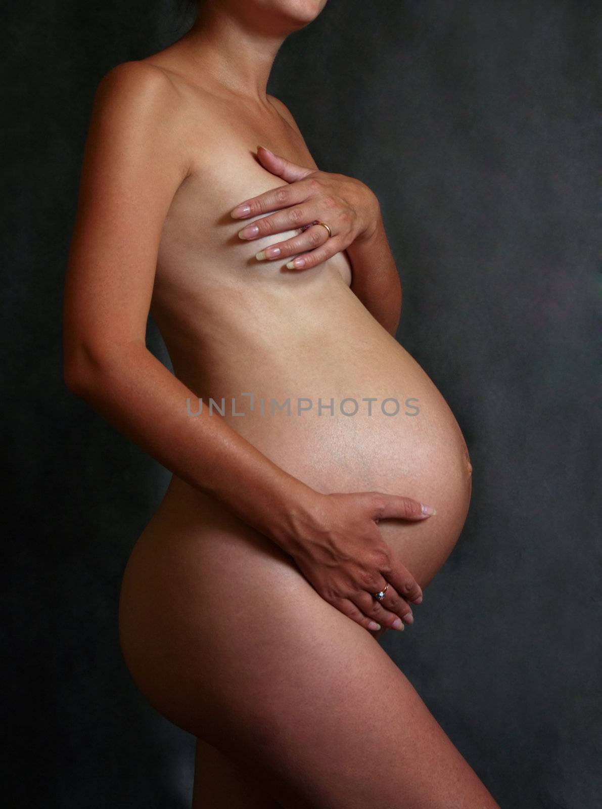 The pregnant woman in the eighth month. 
