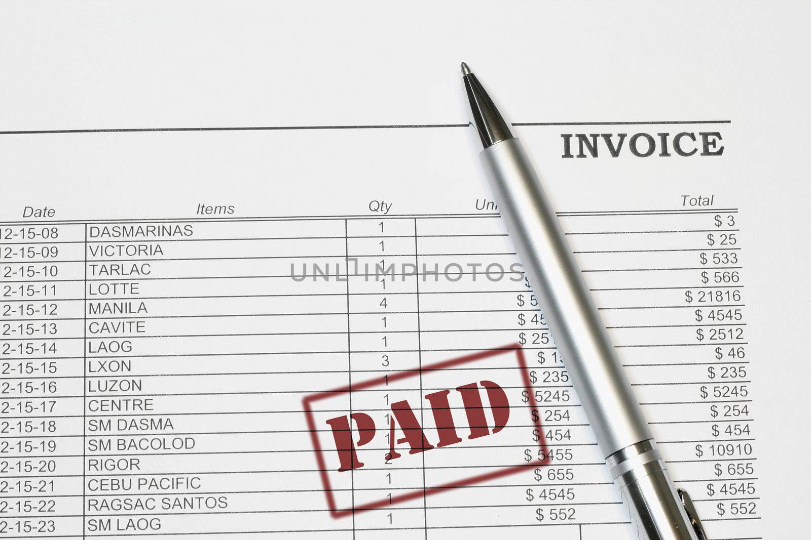 Represent  invoice mark up for document turn �PAID� stamps which is used for  paid invoices