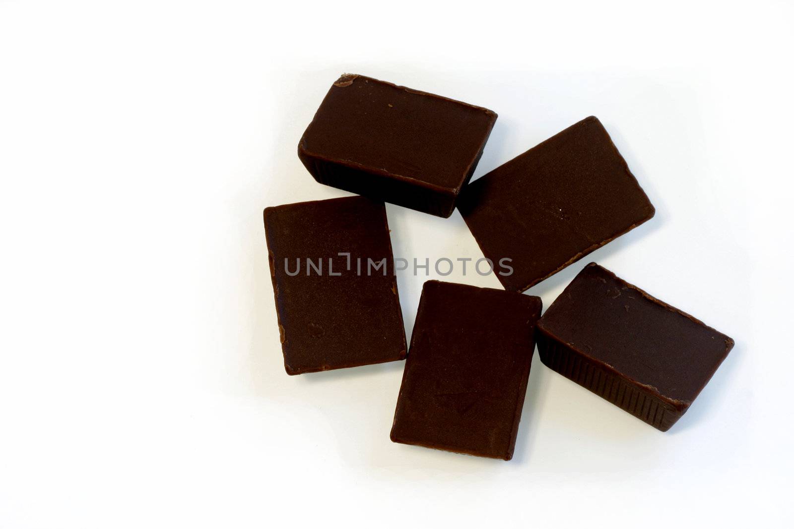 Four Chocolates isolated in a white background