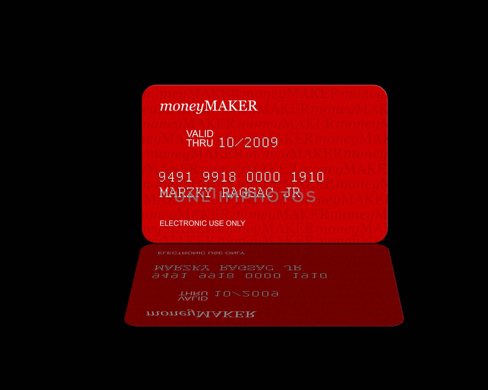 Credit Card with Moneymaker text watermarks in high resolution 3D digital