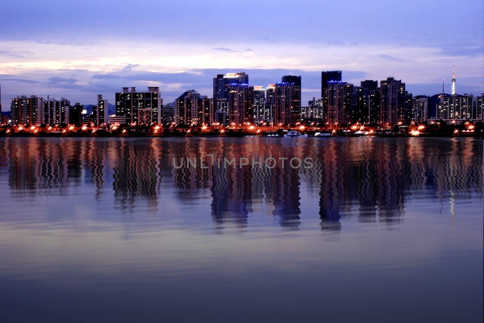 Seoul Korea Skyline at han River in Digital Reflections High resolution 