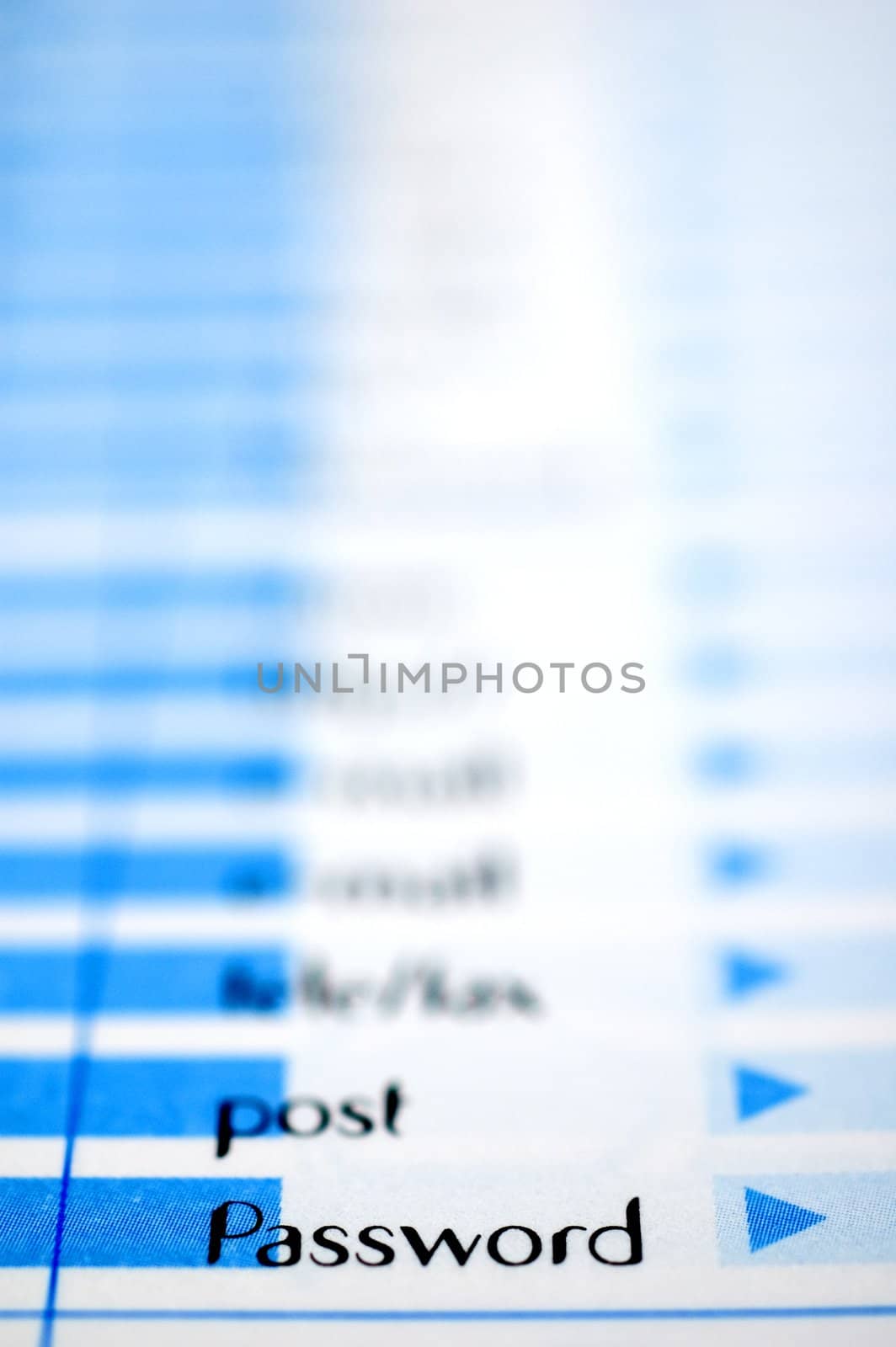 Close-up of the word password on an agenda with selective focus