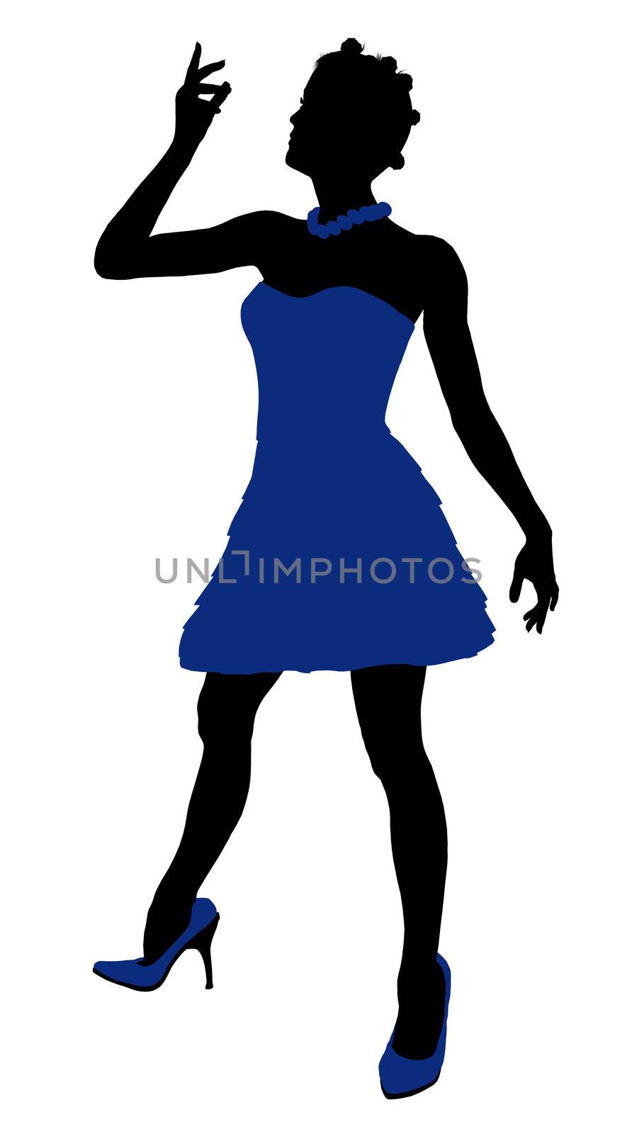 African American teenager silhouette on a white background