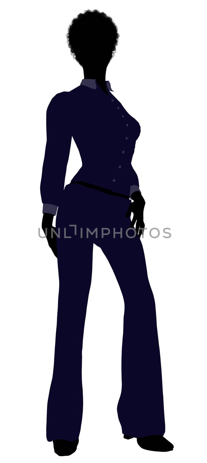 African Amercian female business executive silhouette on a white background