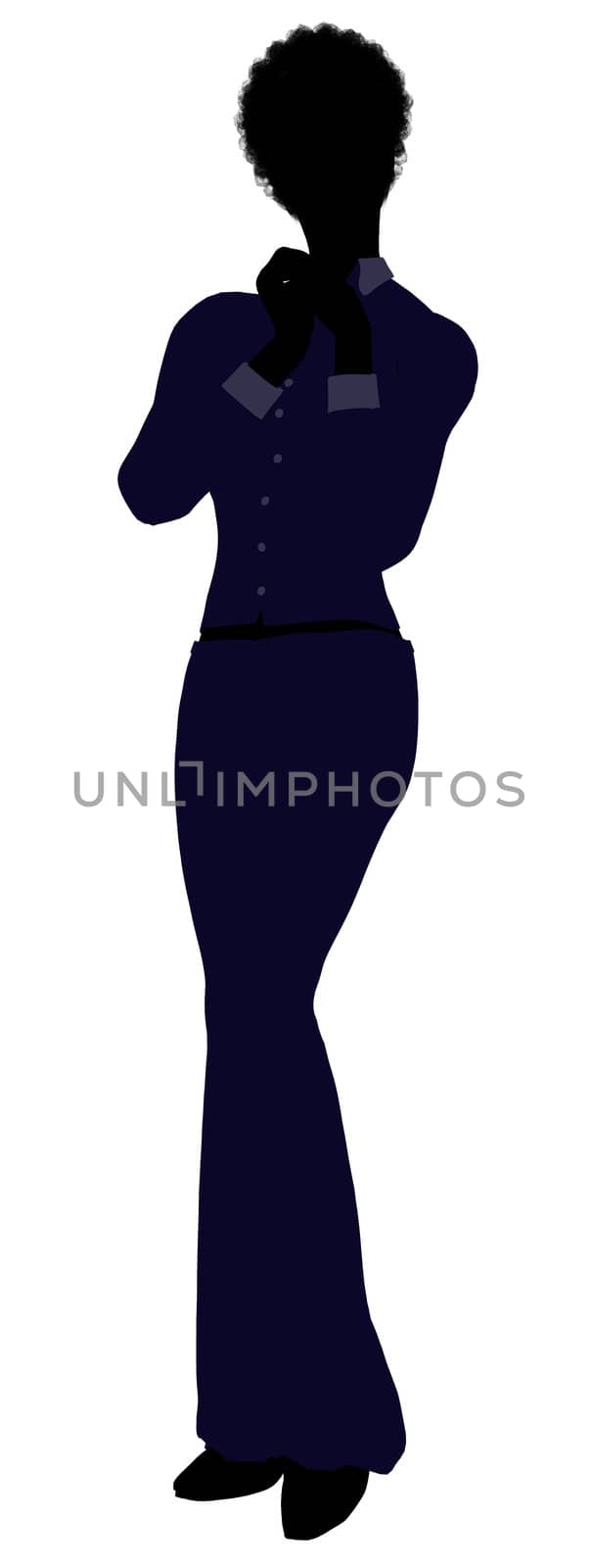 African Amercian female business executive silhouette on a white background