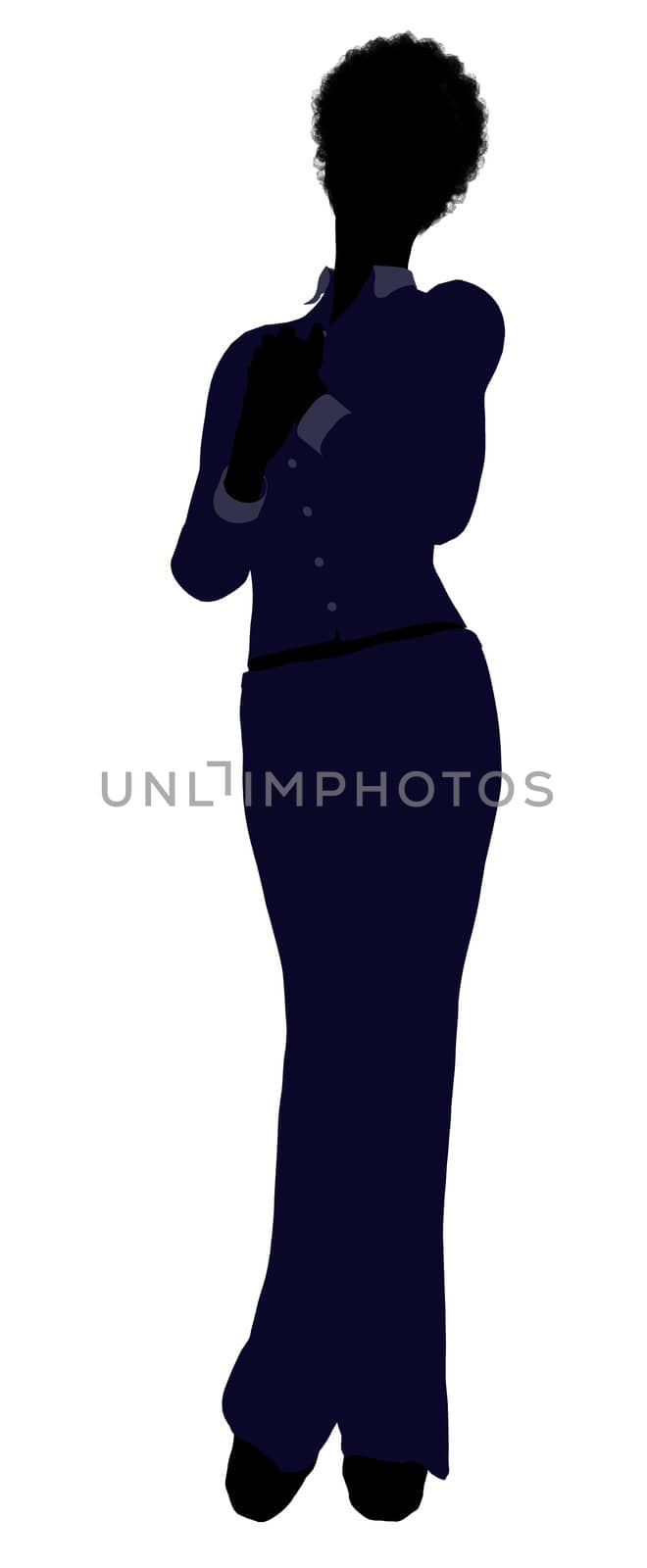 African Amercian female business executive silhouette on a white background