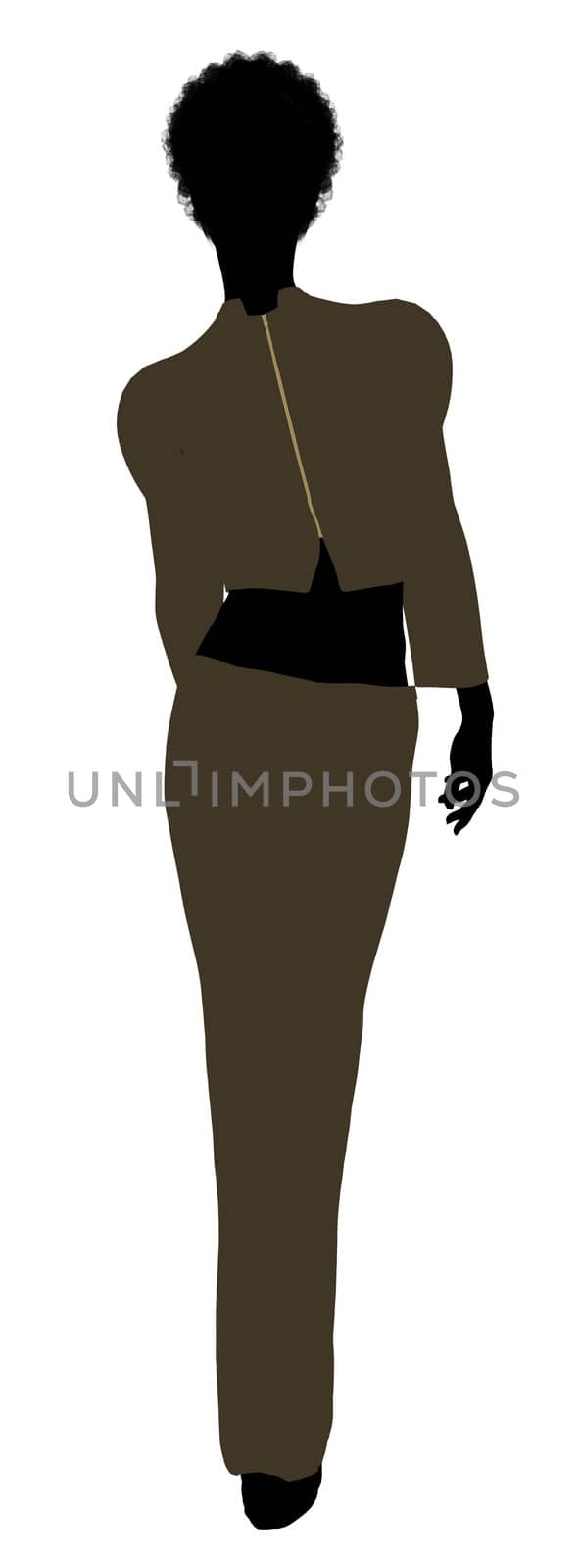 African Amercian female business executive silhouette on a white background