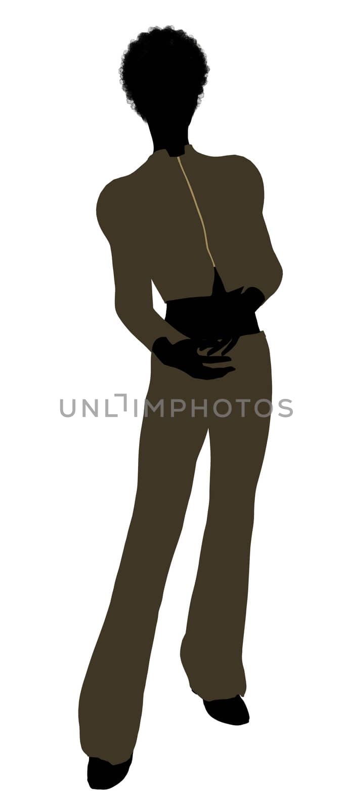 African Amercian female business executive silhouette on a white background