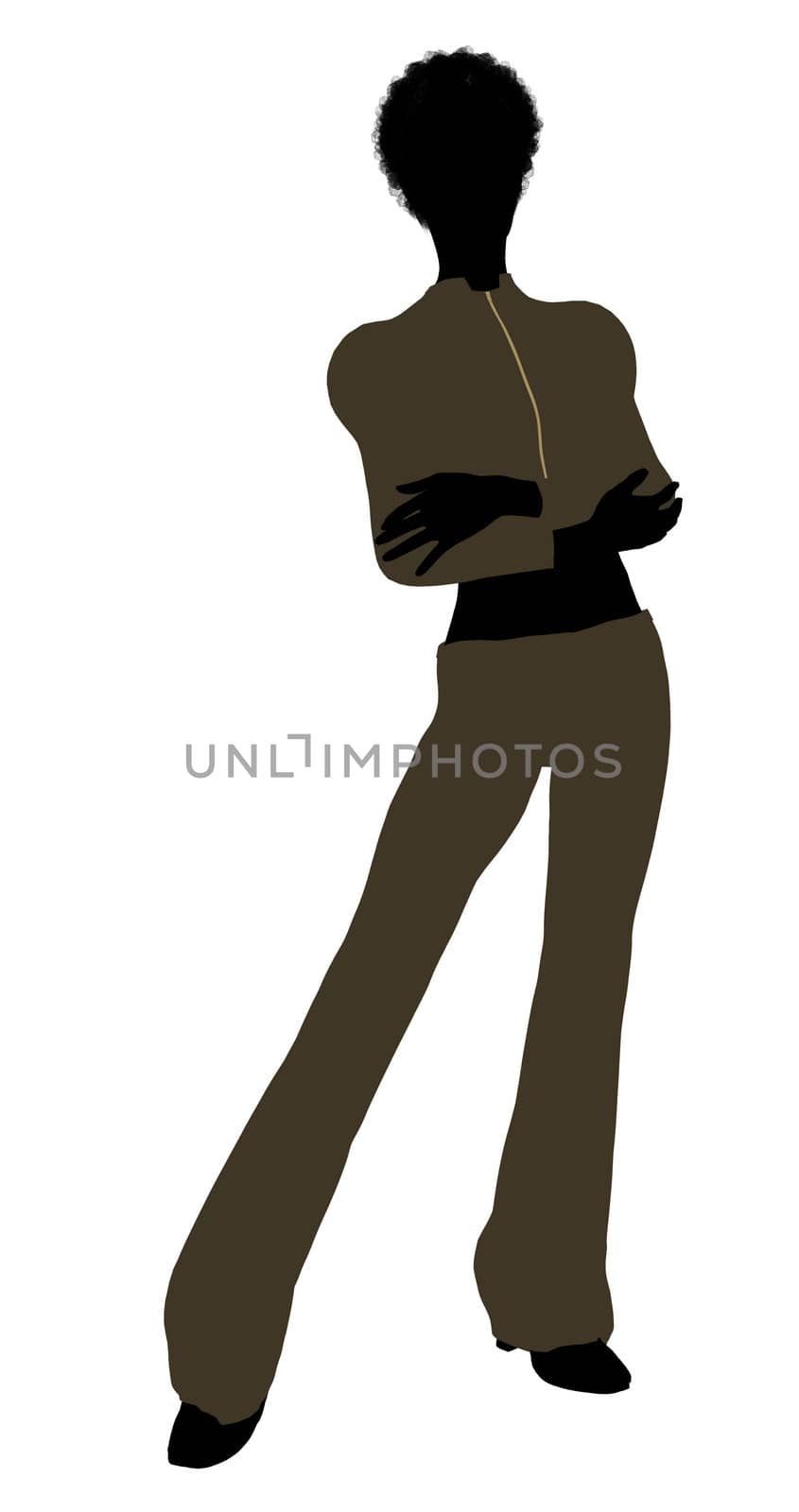 African Amercian female business executive silhouette on a white background