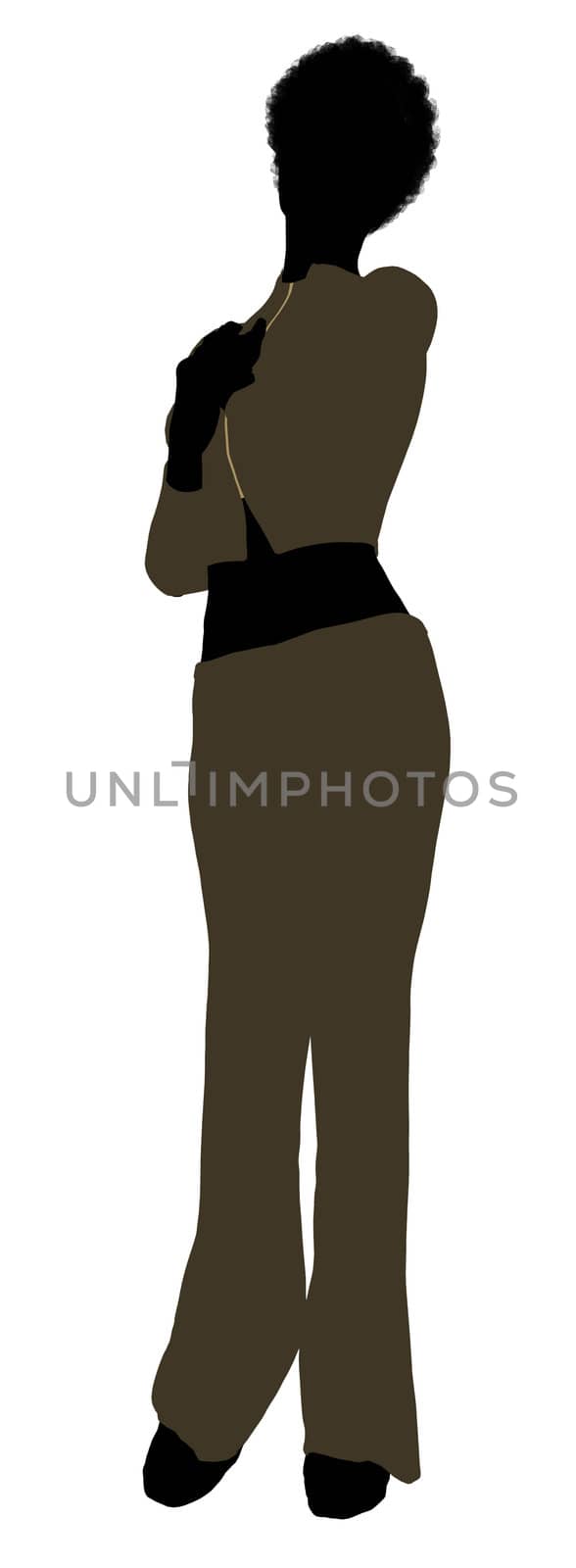 African Amercian female business executive silhouette on a white background