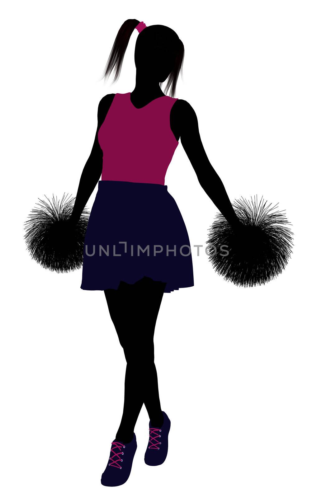 Female cheerleader silhouette on a white background

