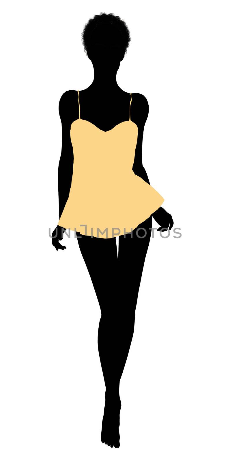 African american lingerie illustration silhouette on a white background