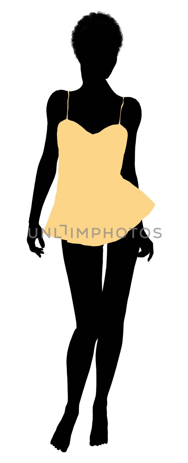 African american lingerie illustration silhouette on a white background