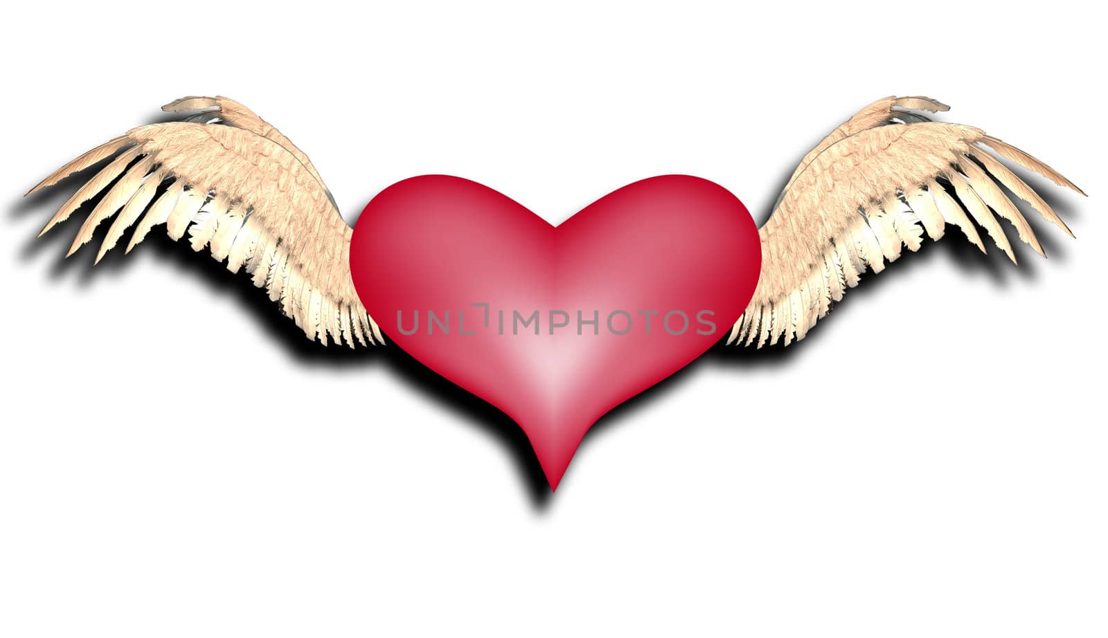 A flying heart for love and Valentines Day concepts.