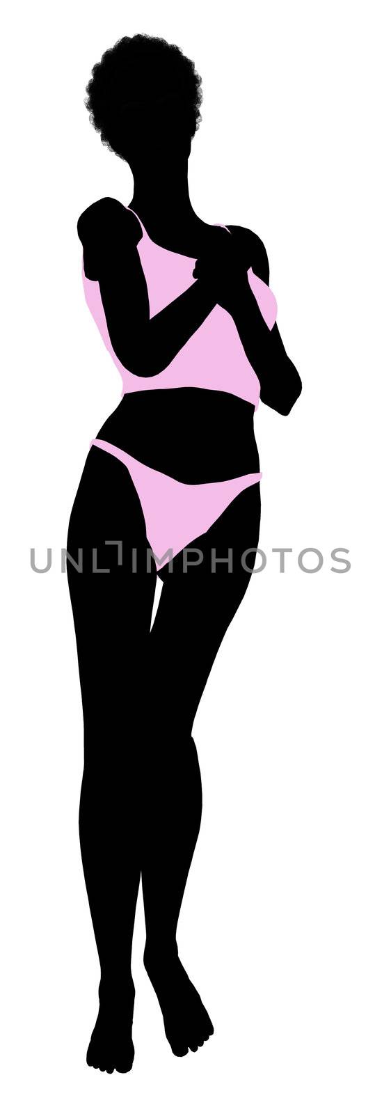 African american lingerie without socks illustration silhouette on a white background