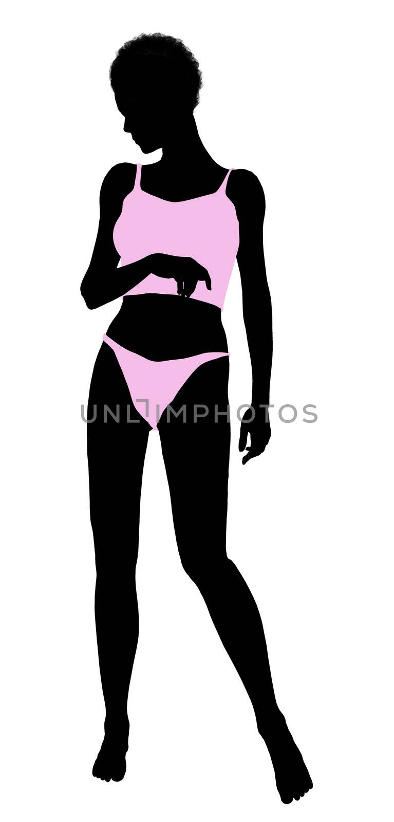 African american lingerie without socks illustration silhouette on a white background
