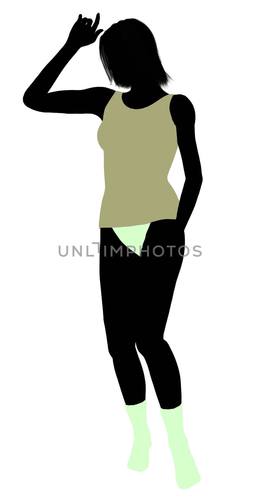 Woman lingerie with socks illustration silhouette on a white background