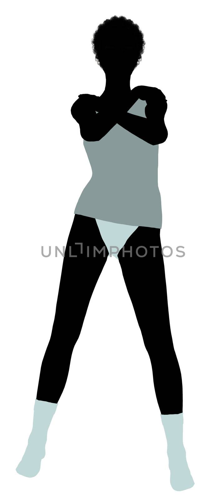 African american lingerie with socks illustration silhouette on a white background