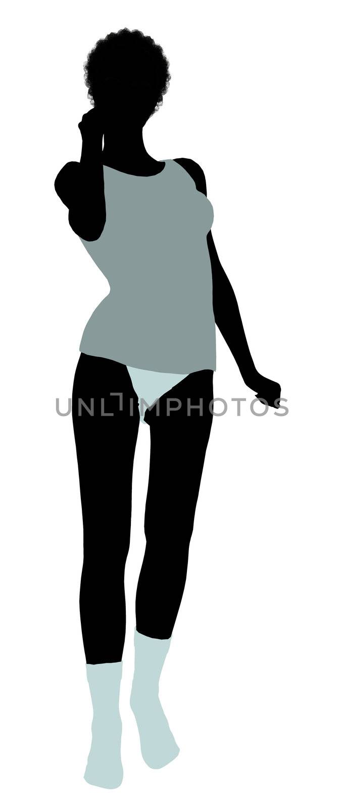 African american lingerie with socks illustration silhouette on a white background