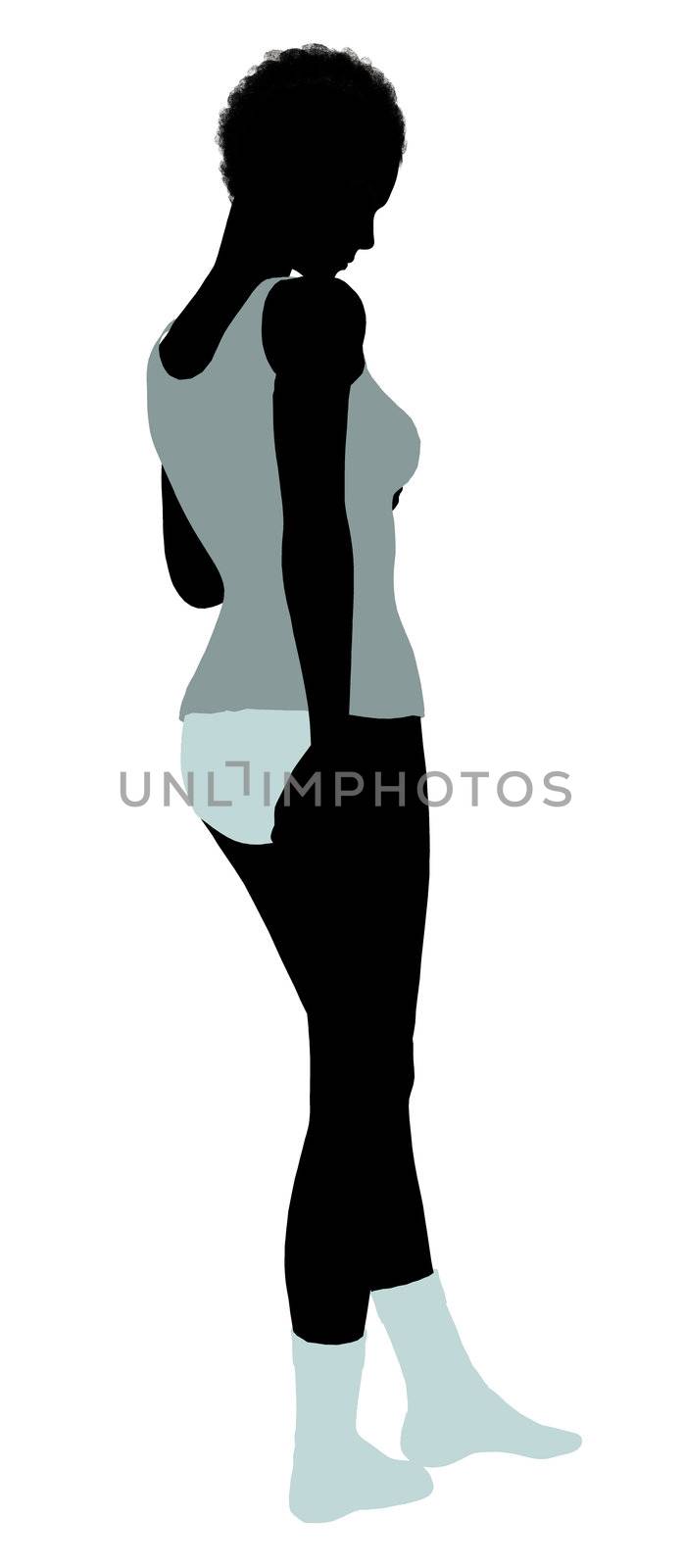 African american lingerie with socks illustration silhouette on a white background