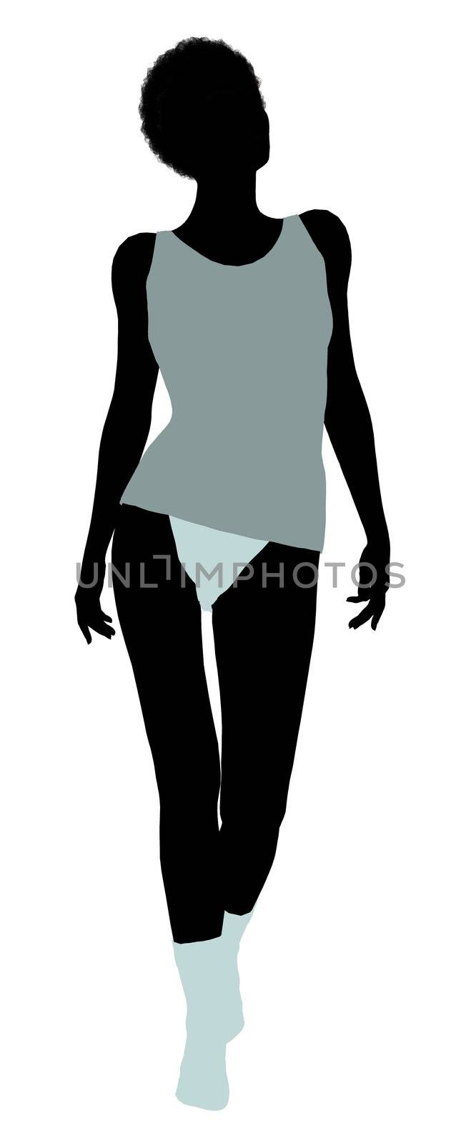 African american lingerie with socks illustration silhouette on a white background