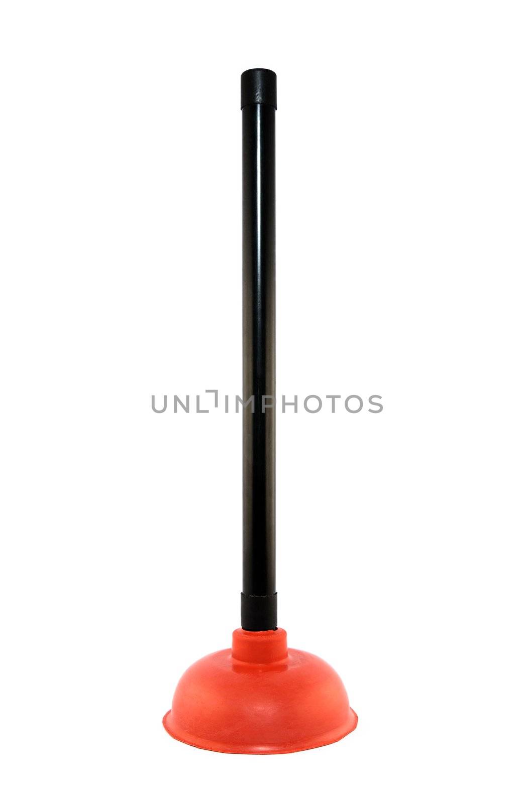 New red plunger, isolated on white background.