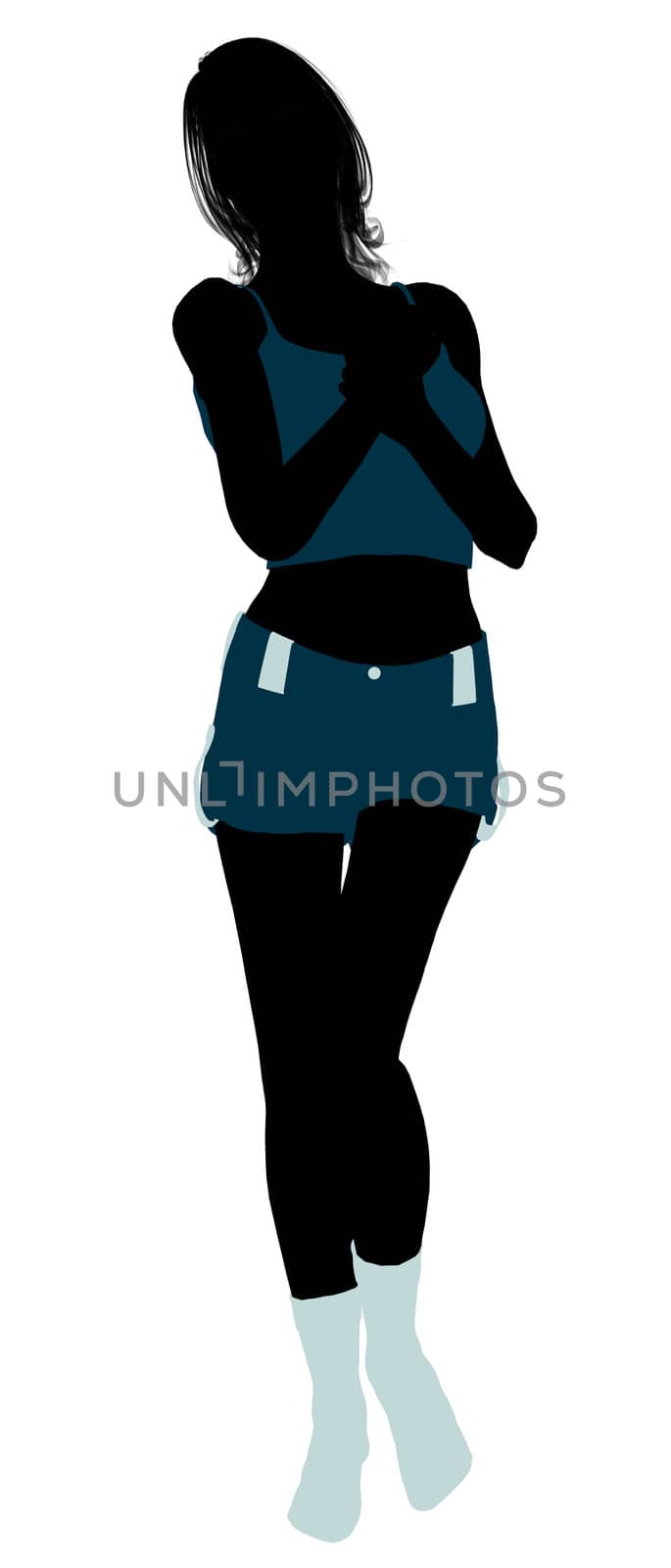 Woman lingerie with socks illustration silhouette on a white background