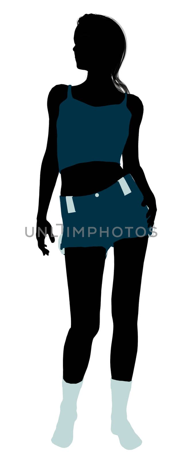 Woman lingerie with socks illustration silhouette on a white background