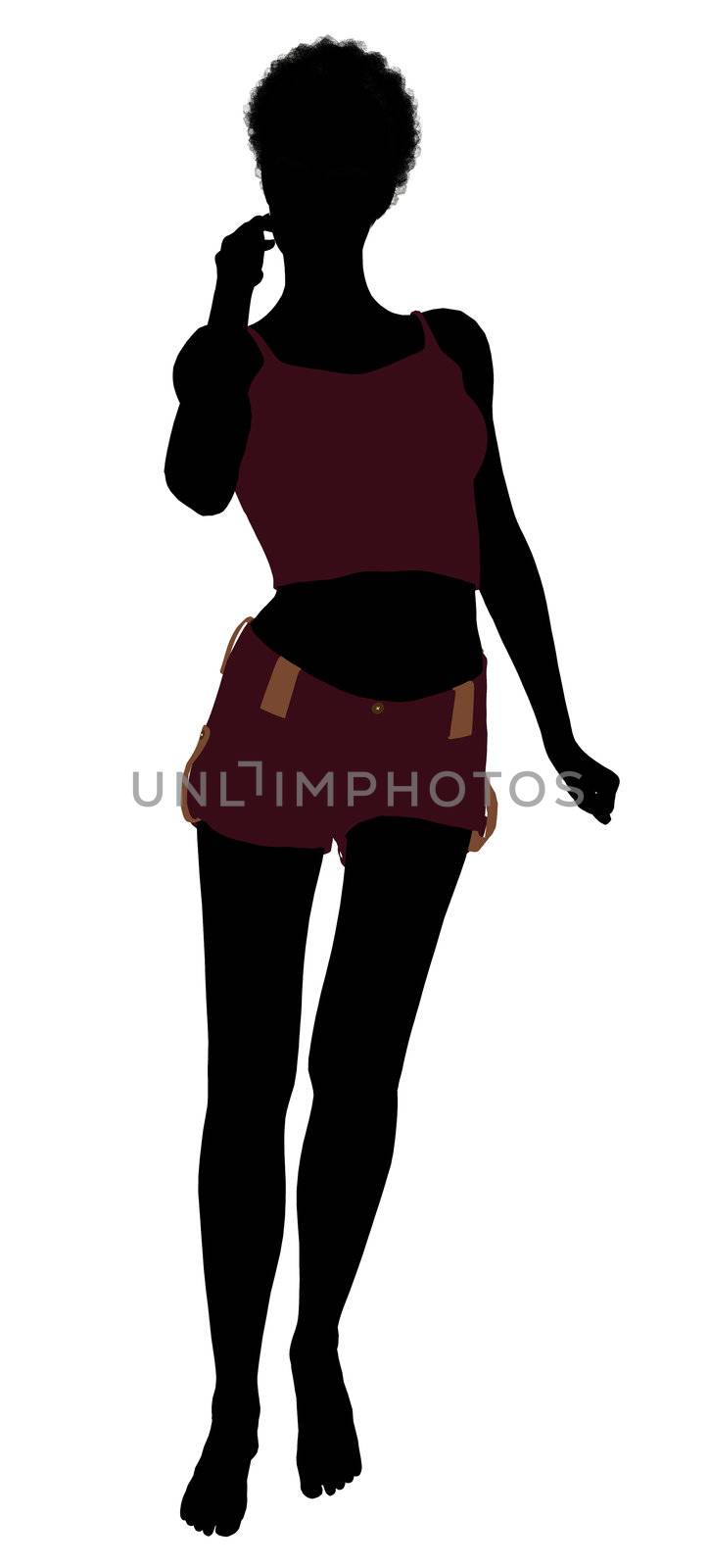 African american lingerie without socks illustration silhouette on a white background