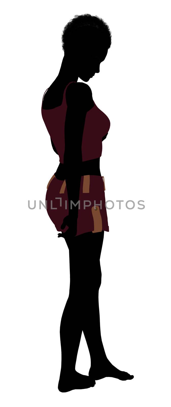 African american lingerie without socks illustration silhouette on a white background