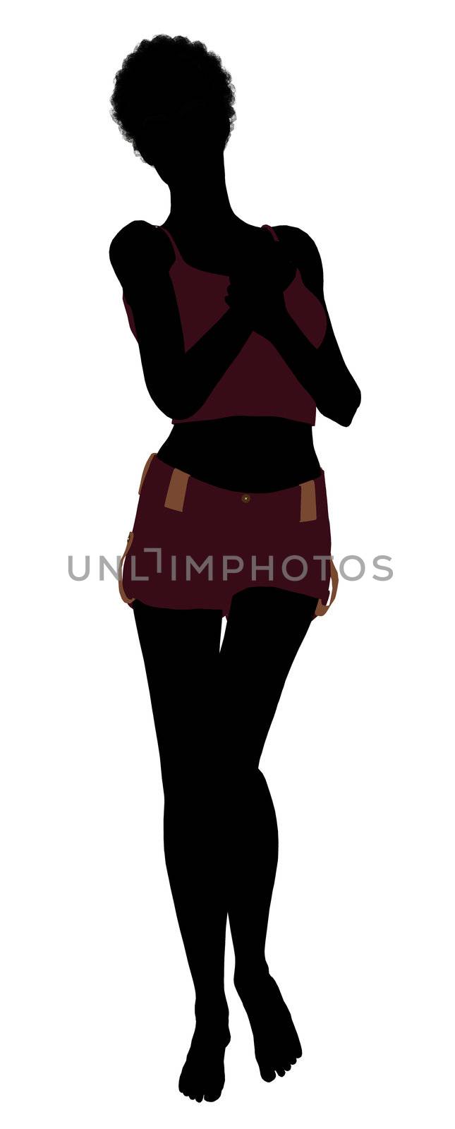 African american lingerie without socks illustration silhouette on a white background