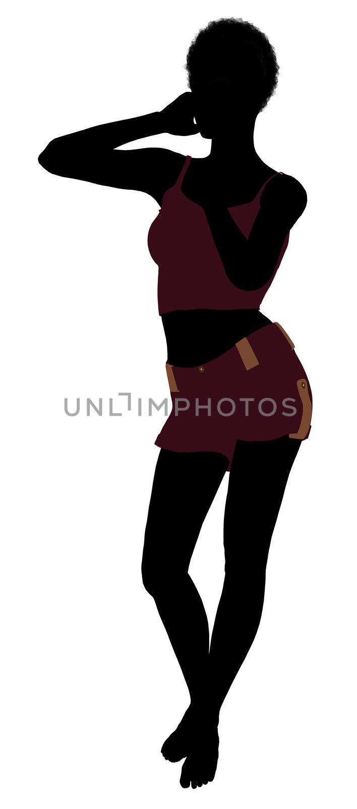African american lingerie without socks illustration silhouette on a white background
