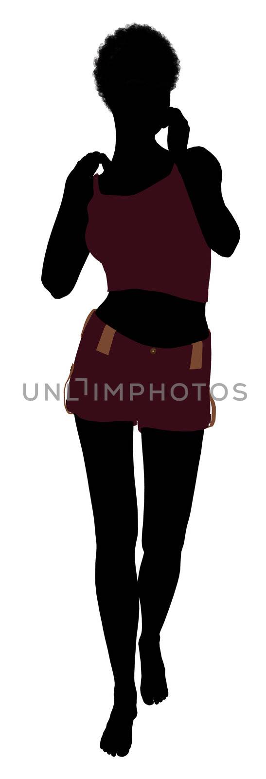 African american lingerie without socks illustration silhouette on a white background