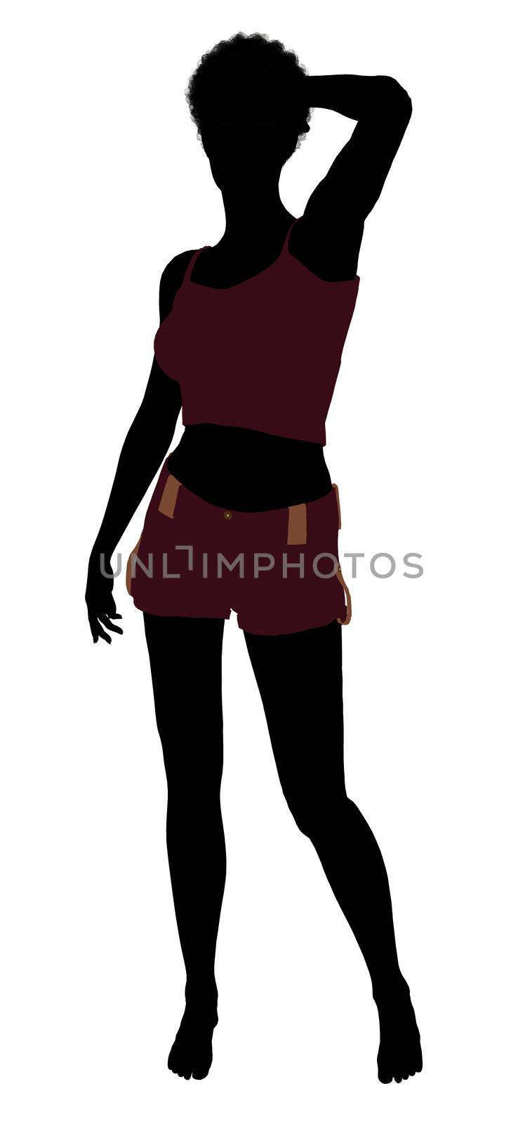 African american lingerie without socks illustration silhouette on a white background