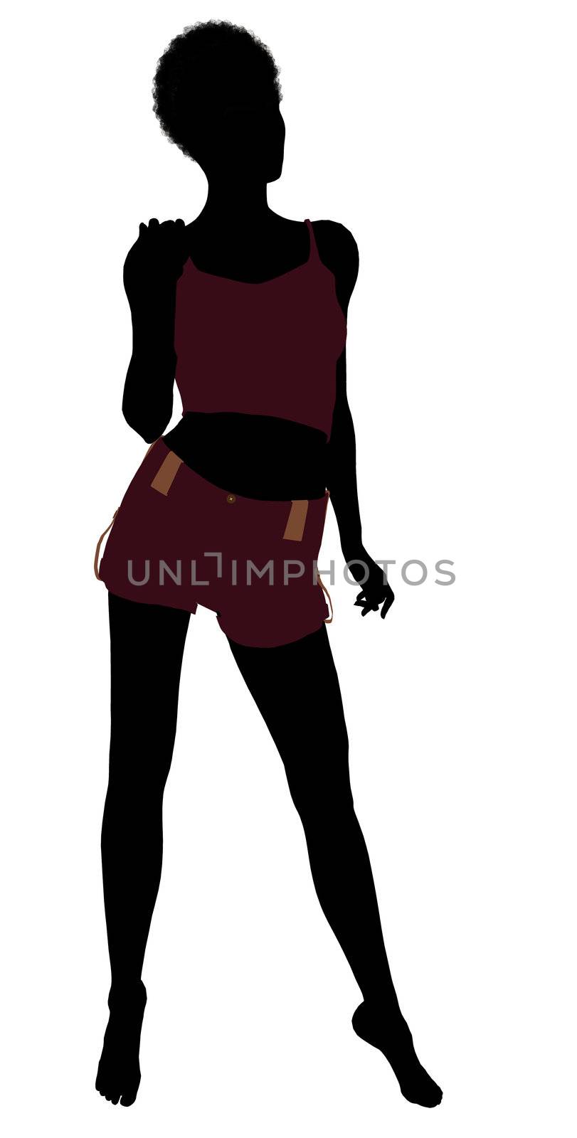African american lingerie without socks illustration silhouette on a white background