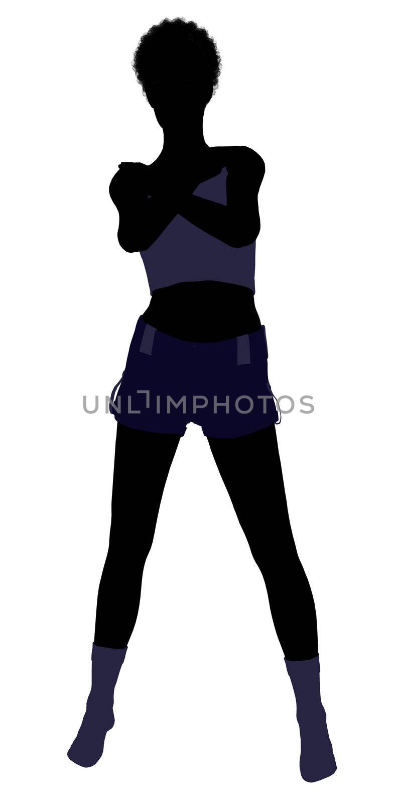 African american lingerie with socks illustration silhouette on a white background