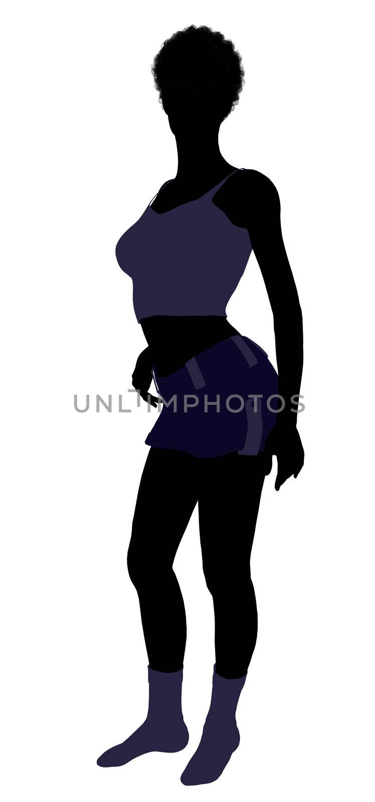 African american lingerie with socks illustration silhouette on a white background