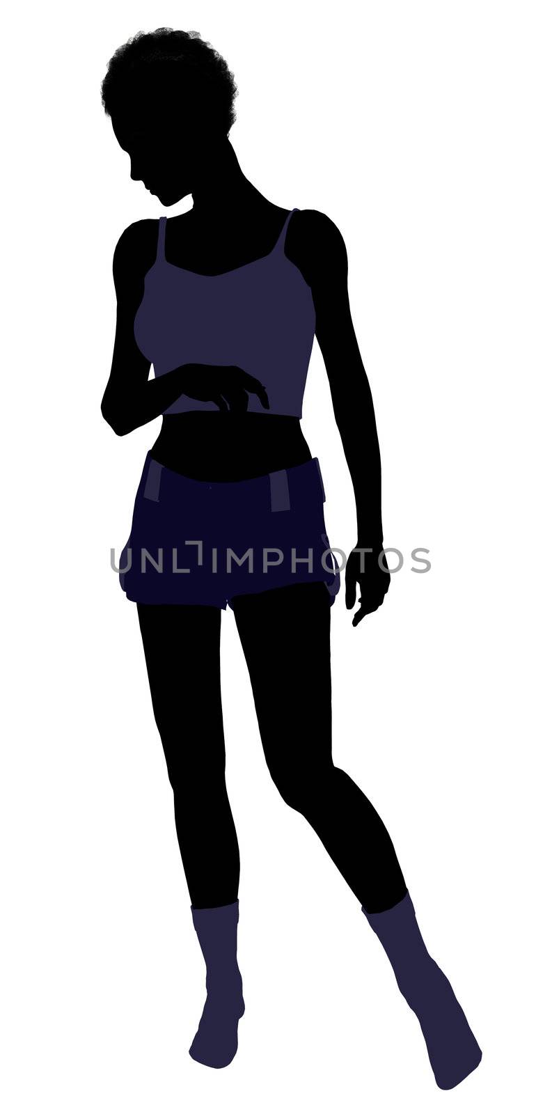 African american lingerie with socks illustration silhouette on a white background